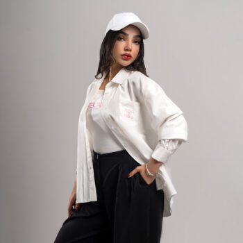 نمای نزدیک ست شومیز کراپ زنانه گلدوزی‌دار CELINE 