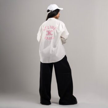 نمای پشت ست شومیز کراپ زنانه گلدوزیدار CELINE