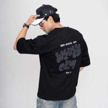 تیشرت مردانه باکسی گلدوزی پیش و پشت | کد T218