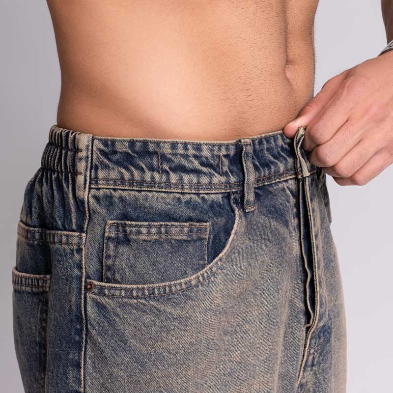 شلوار لی مردانه بگ استایل ساده کمرکش | کد 1012 - Image 3