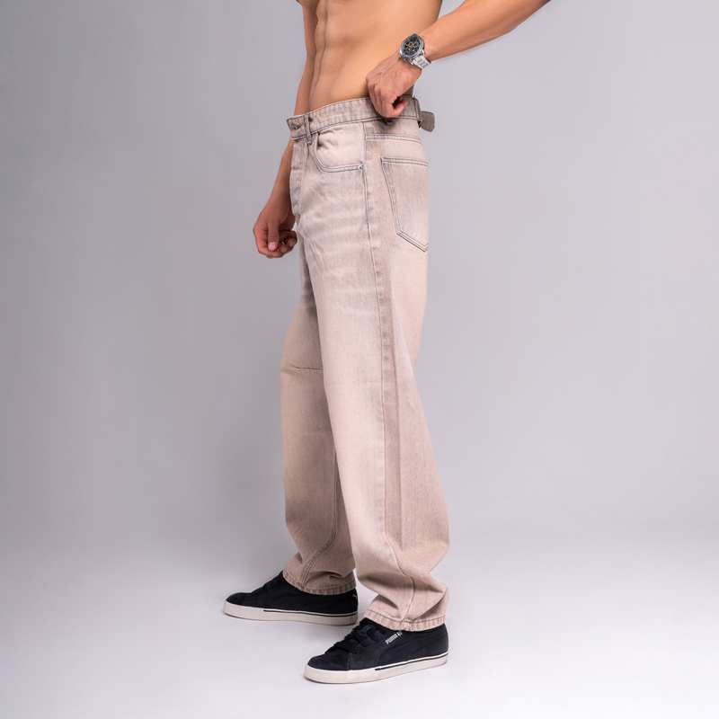  شلوار جین بالونی مردانه رنگ خاکی11019