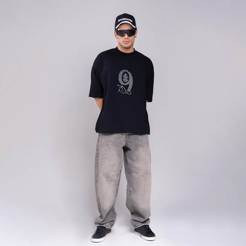 تیشرت مردانه باکسی مدل گلدوزی 9 | کد T212 - Image 3