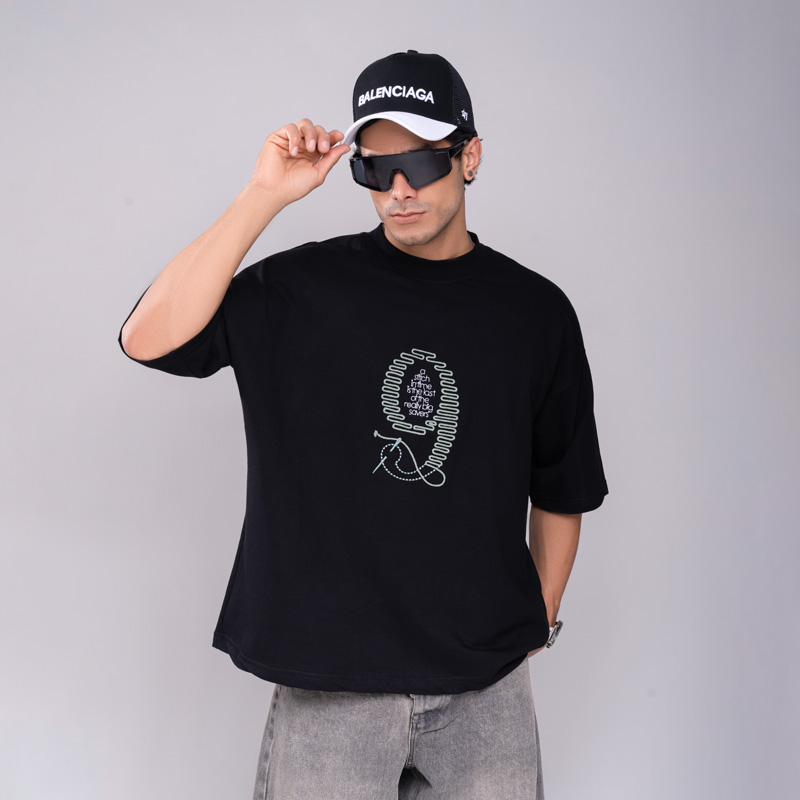 تیشرت مردانه باکسی مدل گلدوزی 9 | کد T212 - Image 4