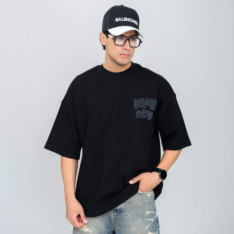 تیشرت مردانه باکسی گلدوزی پیش و پشت | کد T218 - Image 5