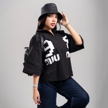 تیشرت باکسی زنانه مدل زیپدار میو میو کد T226