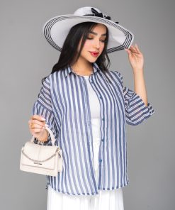 شومیز شیشه ای زنانه مدل پری راه راه کد SHOM07