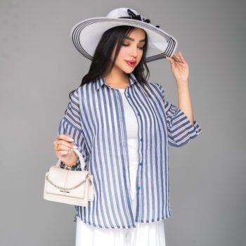 شومیز شیشه ای زنانه مدل پری راه راه کد SHOM07