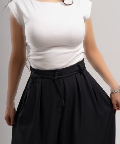 شلوار بگ زنانه پارچه ای مشکی - Image 4