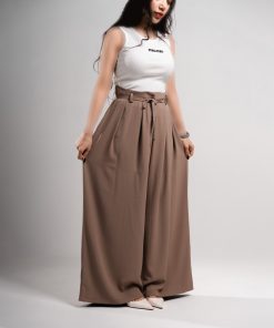 Alternative view of شلوار زنانه مدل پارچه ای بگ استایل رنگ نسکافه ای