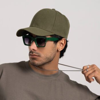 کلاه مردانه ساده جنس کتان رنگ سبز کدKO45