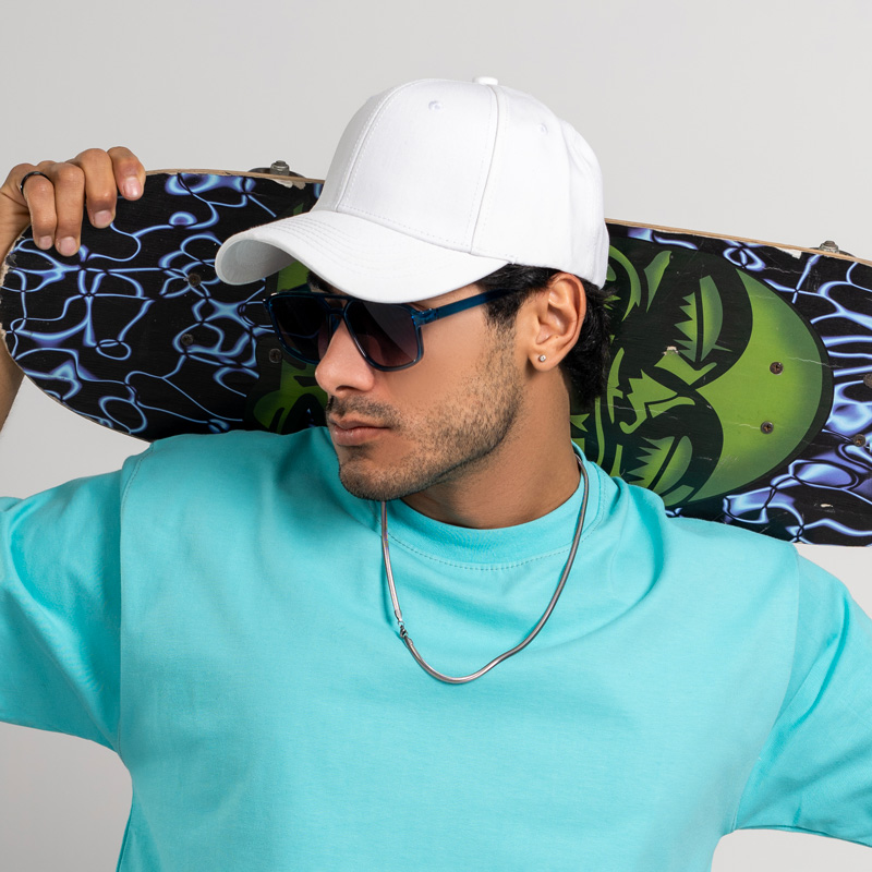 کلاه مردانه ساده جنس کتان رنگ سفید کدKO43