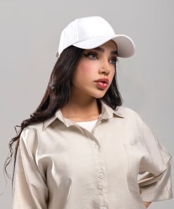 کلاه زنانه ساده جنس کتان رنگ سفید کدKO44 - Image 3