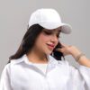 کلاه زنانه ساده جنس کتان رنگ سفید کدKO44