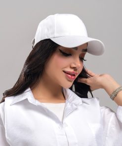 کلاه زنانه ساده جنس کتان رنگ سفید کدKO44