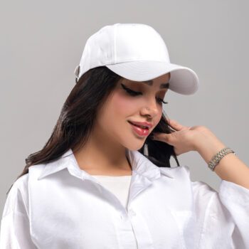 کلاه زنانه ساده جنس کتان رنگ سفید کدKO44
