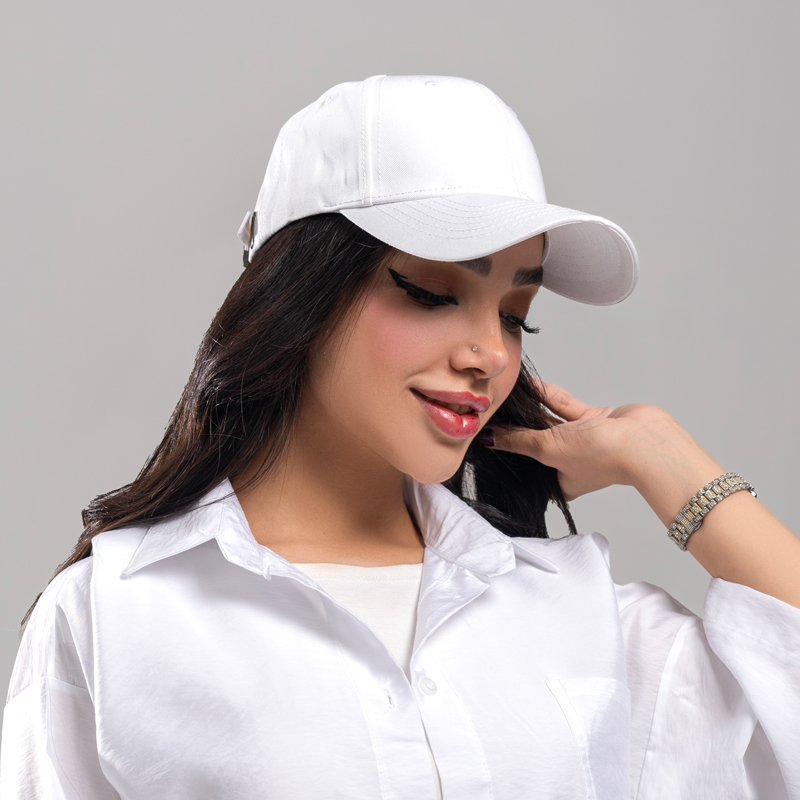 کلاه زنانه ساده جنس کتان رنگ سفید کدKO44
