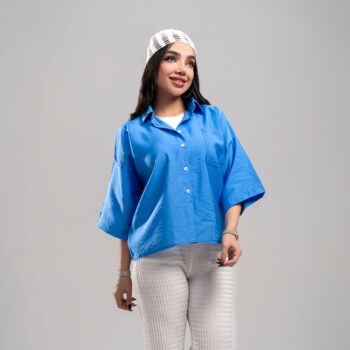 شومیز زنانه آبی مدل پری SHOM09