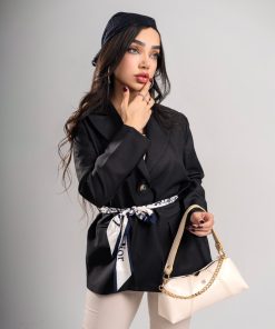 کت تک کمربنددار زنانه شیک کد coat01 - Image 3