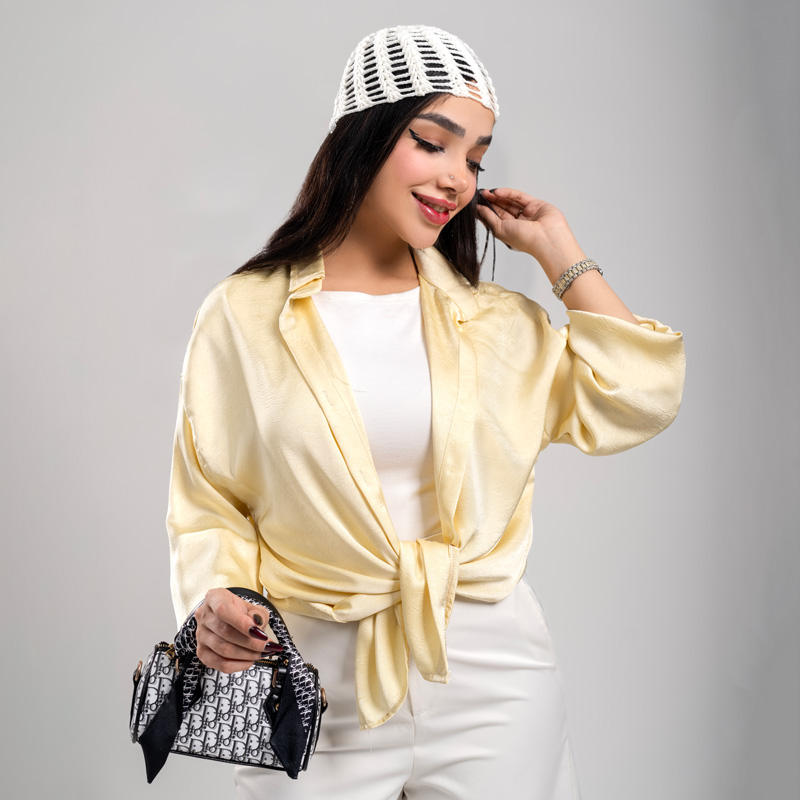 شومیز استین بلند پارچه طرحدار فری سایز کد SHOM13