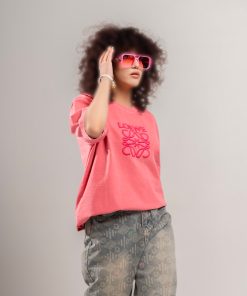 تیشرت برند لوکس زنانه مدل کژوال صورتی