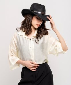 شومیز شیشه ای آستین کوتاه پری ساده کد SHOM16