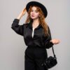 شومیز مشکی زنانه ساتن کد SHOM18