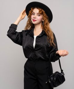 شومیز مشکی زنانه ساتن کد SHOM18