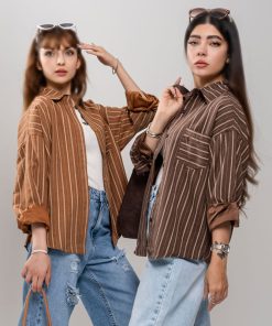 شومیز زنانه راه راه گلدوزی دار کد SHOM24