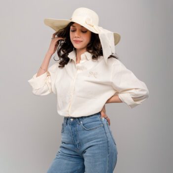 شومیز زنانه گلدوزی پاپیون نخی خنک کد SHOM34