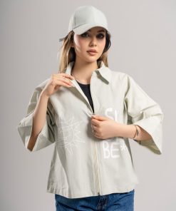 تیشرت باکسی زیپدار زنانه لینن کد T238 - Image 3