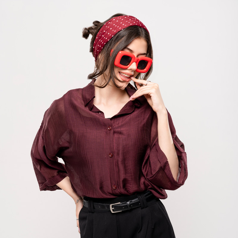 شومیز شیشه ای ساده زنانه کد SHOM17 - Image 2