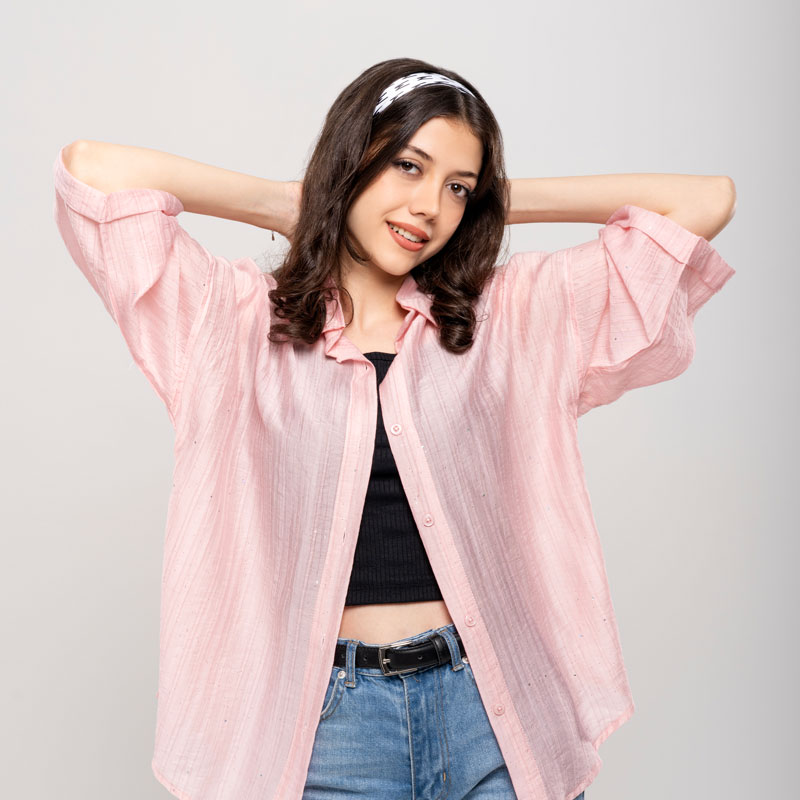 شومیز شیشه ای ساده زنانه کد SHOM17 - Image 6