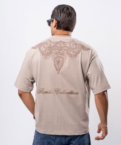 تیشرت باکسی مردانه مچینست گلدوزی شنل‌ دوزی کد T245 - Image 3