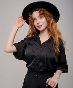 شومیز مشکی زنانه ساتن کد SHOM18