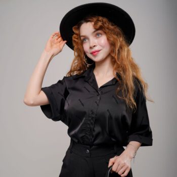 شومیز مشکی زنانه ساتن کد SHOM18