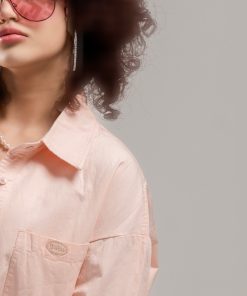 شومیز زنانه ساده کتان کاغذی نازک کد SHOM39 | گلدوزی ظریف و خنک