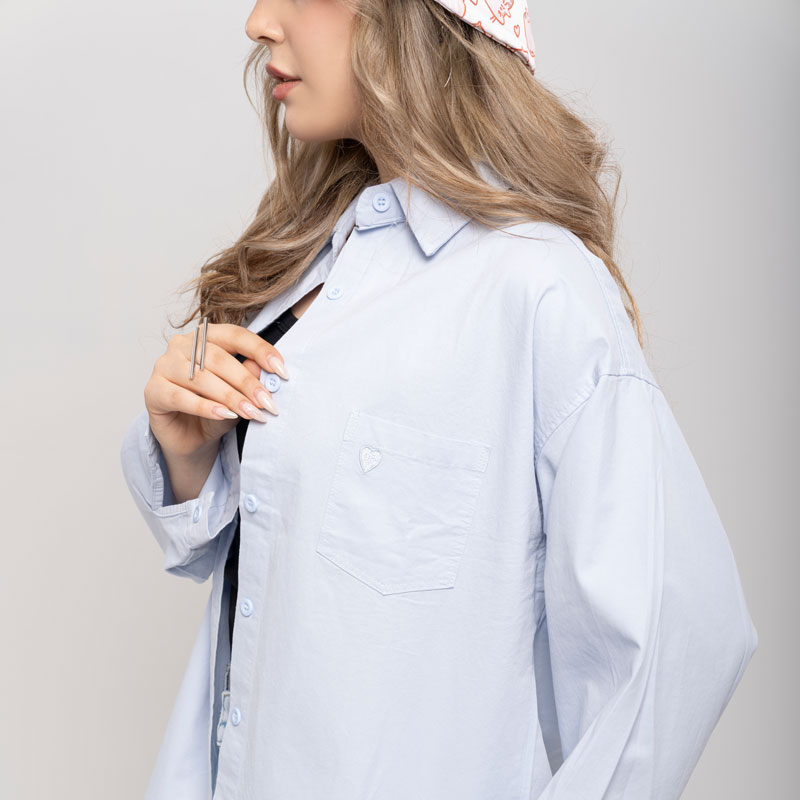 شومیز کوتاه زنانه کتان گلدوزی قلب کد SHOM27 - Image 6