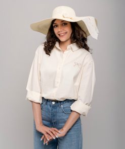 شومیز زنانه گلدوزی پاپیون نخی خنک کد SHOM34