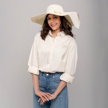 شومیز زنانه گلدوزی پاپیون نخی خنک کد SHOM34