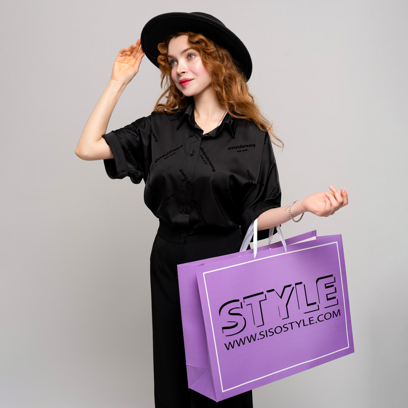 شومیز مشکی زنانه ساتن کد SHOM18 | فری سایز باکسی - Image 3