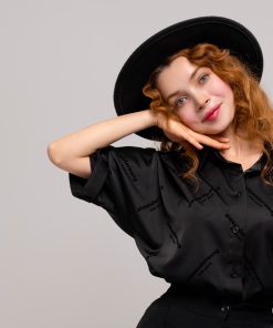 شومیز مشکی زنانه ساتن کد SHOM18 | فری سایز باکسی - Image 4