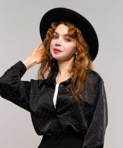 شومیز مشکی زنانه ساتن کد SHOM18 | فری سایز باکسی - Image 5