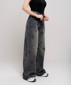 شلوار بگ زنانه مدل نگین و گلدوزی یورو کد 2008 | وارداتی چین - Image 3