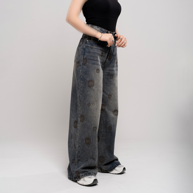 شلوار بگ زنانه مدل نگین و گلدوزی یورو کد 2008 | وارداتی چین - Image 3