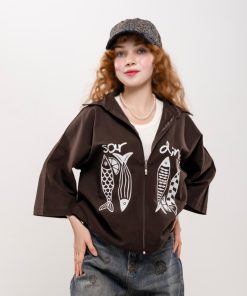 تیشرت باکسی زنانه مدل زیپدار کد T250 | لینن درجه یک - Image 3