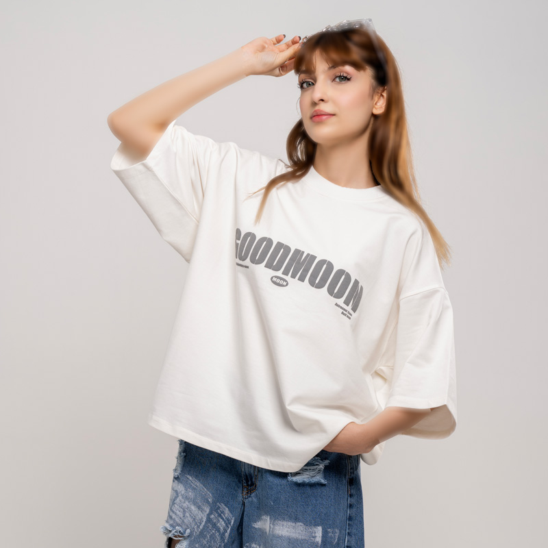 تیشرت باکسی چاپی زنانه مدل GOOD MOON کد T249 - Image 7