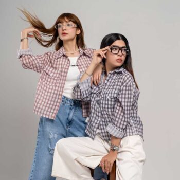 Alternative view of شومیز چهارخونه زنانه باکسی وارداتی کد SHOM21