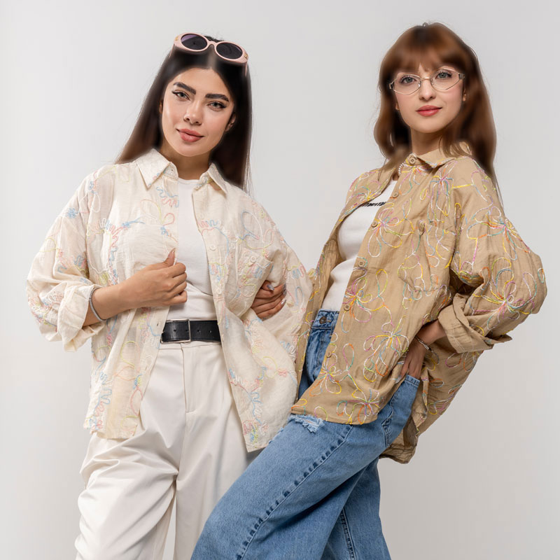 شومیز شنل دوزی زنانه مدل وارداتی کد SHOM23 - Image 3