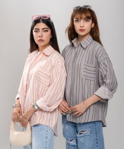 شومیز زنانه راه راه گلدوزی دار کد SHOM24 - Image 4