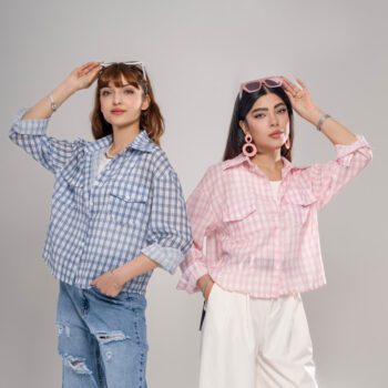 شومیز چهارخونه زنانه باکسی وارداتی کد SHOM21